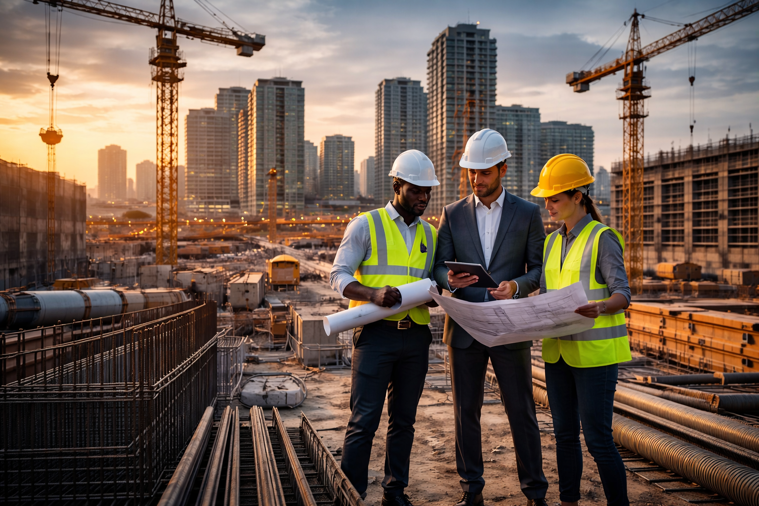 Construction team on site